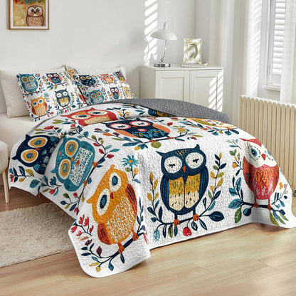 Ensemble de courtepointe toutes saisons Shineful 3 pièces - Whimsical Owl Harmony