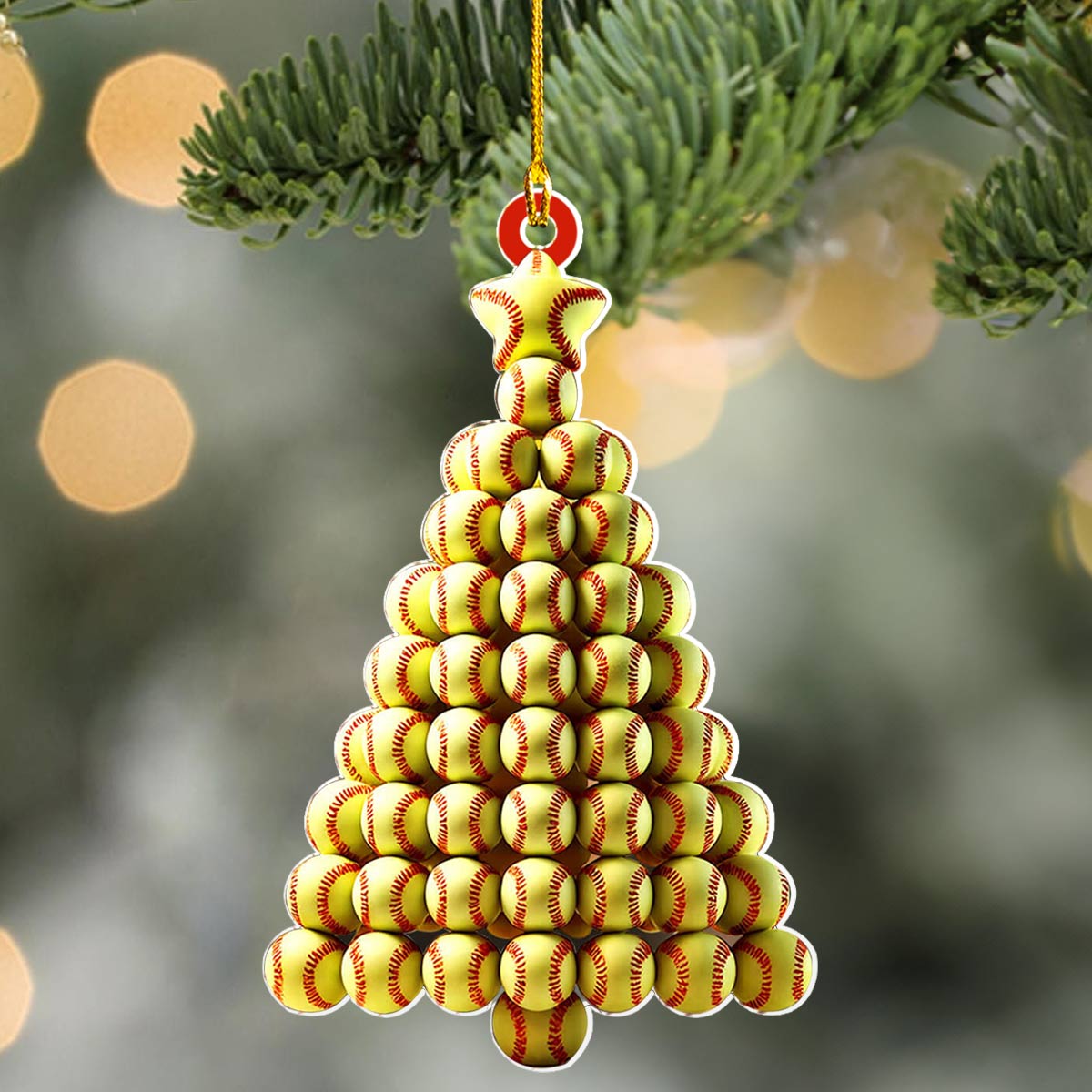 Shineful 2D Acrylic Ornament Softball Stack Christmas Tree