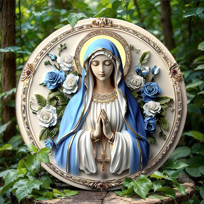 Shineful 2D Wooden Plaque, Hanging Decor, Door Sign - Peaceful Virgin Mary Roses