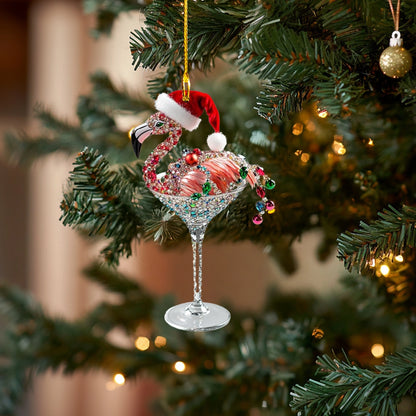 Shineful Acrylic Ornament Festive Flamingo Martini