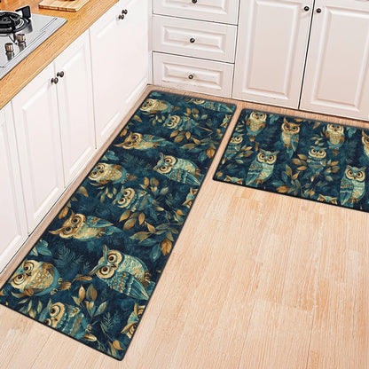 Shineful Ultra-Thin Non Skid Floor Mat, Kitchen Rugs Nightfall Owl Symphony