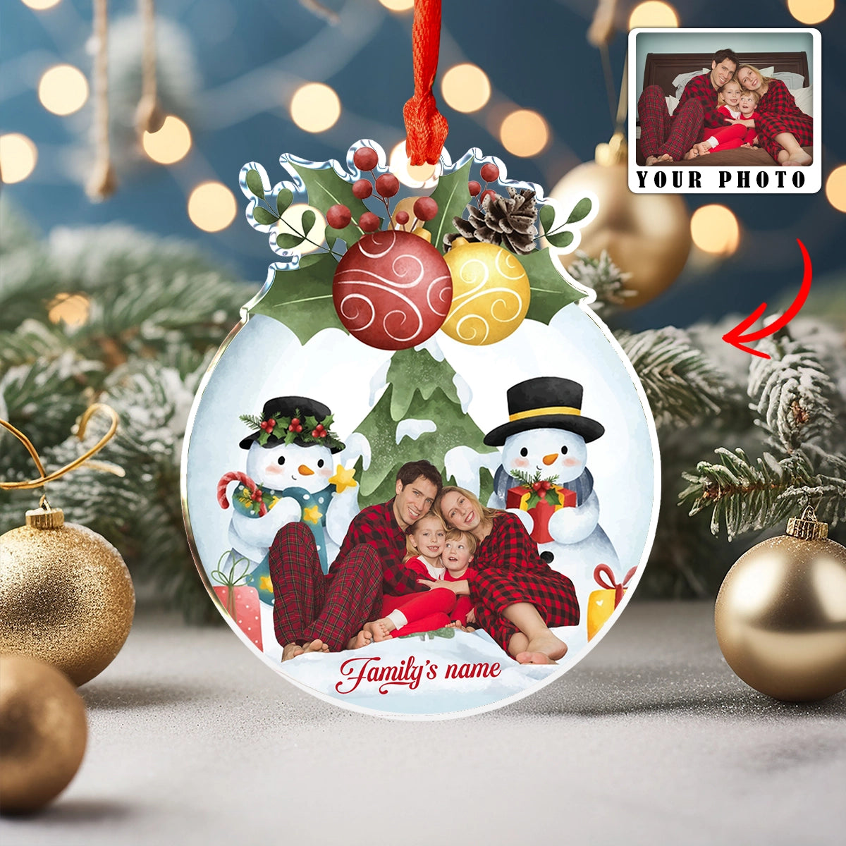 Shineful Acrylic Ornament Custom Photo Frosty Family Christmas