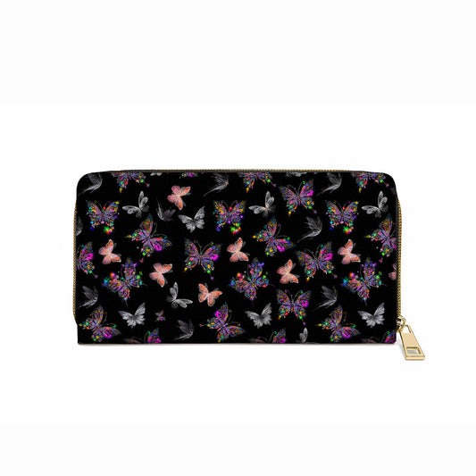 Shineful Leather Clutch Purse With Wristlet Strap Handle Gorgeous Butterflies