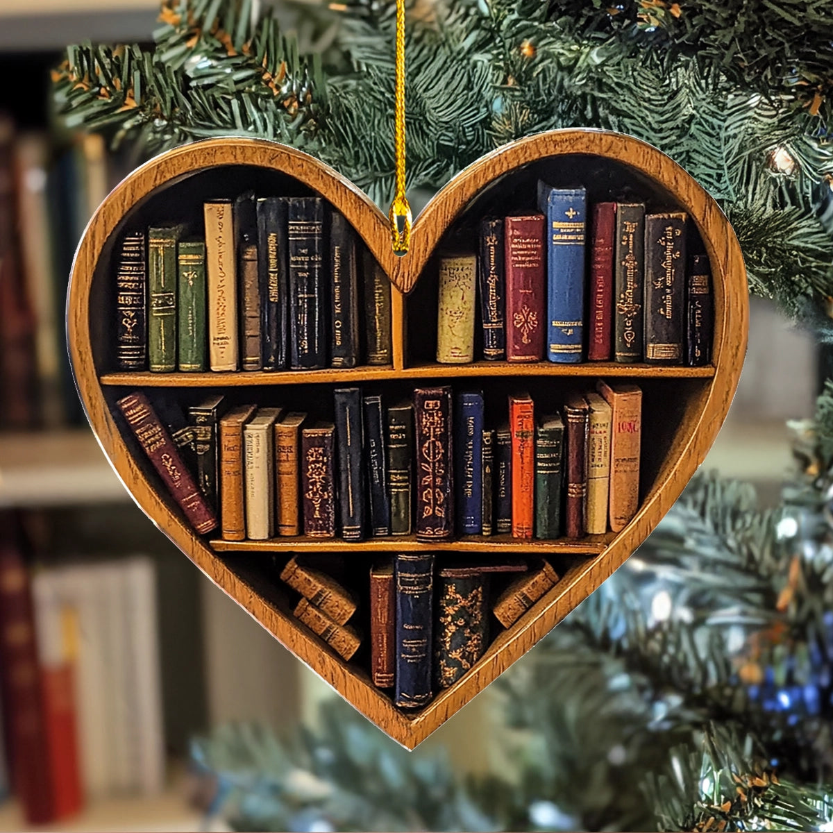 Shineful 2D Acrylic Ornament Reading Heartfelt Library