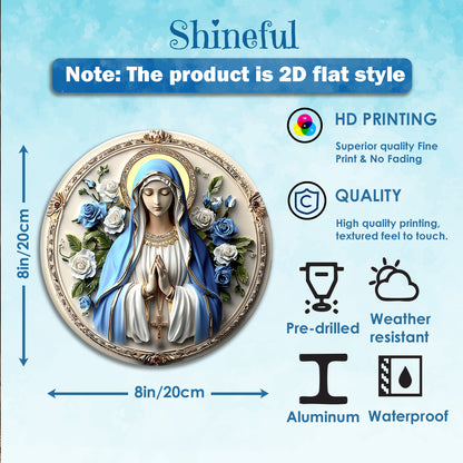 Shineful 2D Wooden Plaque, Hanging Decor, Door Sign - Peaceful Virgin Mary Roses