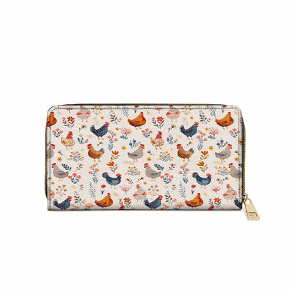 Shineful Leather Clutch Purse With Wristlet Strap Handle Chicken Flower