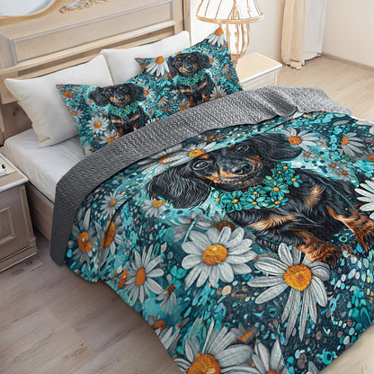 Shineful All Season Quilt 3-Piece Set - Dachshund Daisy