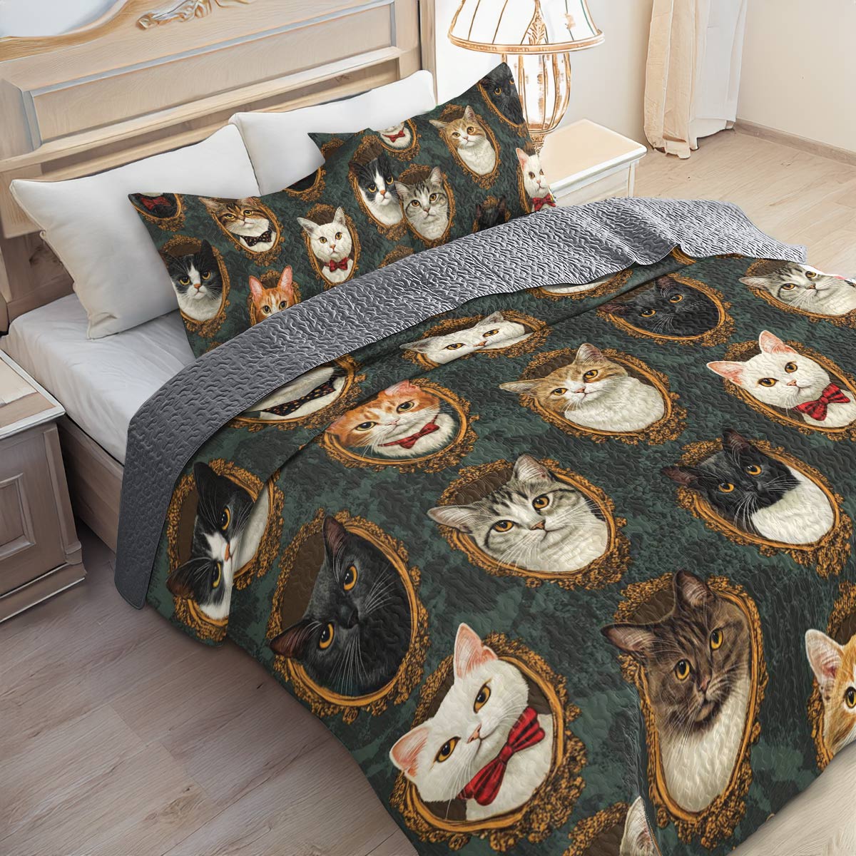 Shineful All Season Quilt 3-Piece Set Aristocratic Cats