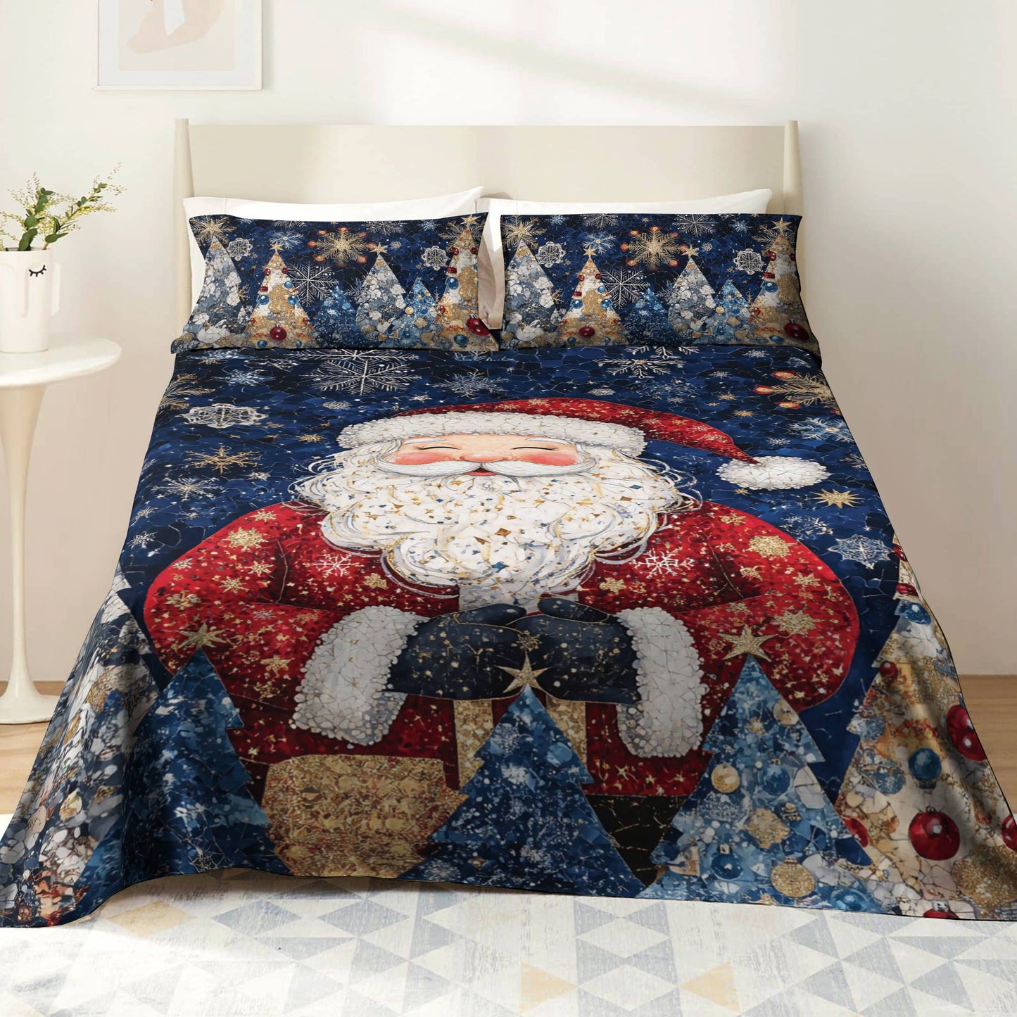 Shineful 4-Piece Bed Sheet Set Santa Dreams