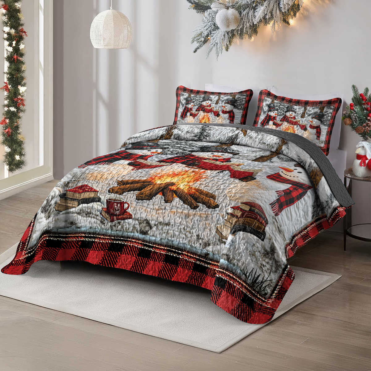 Shineful All Season Quilt 3-Piece Set Red Flannel Bookish Buddies