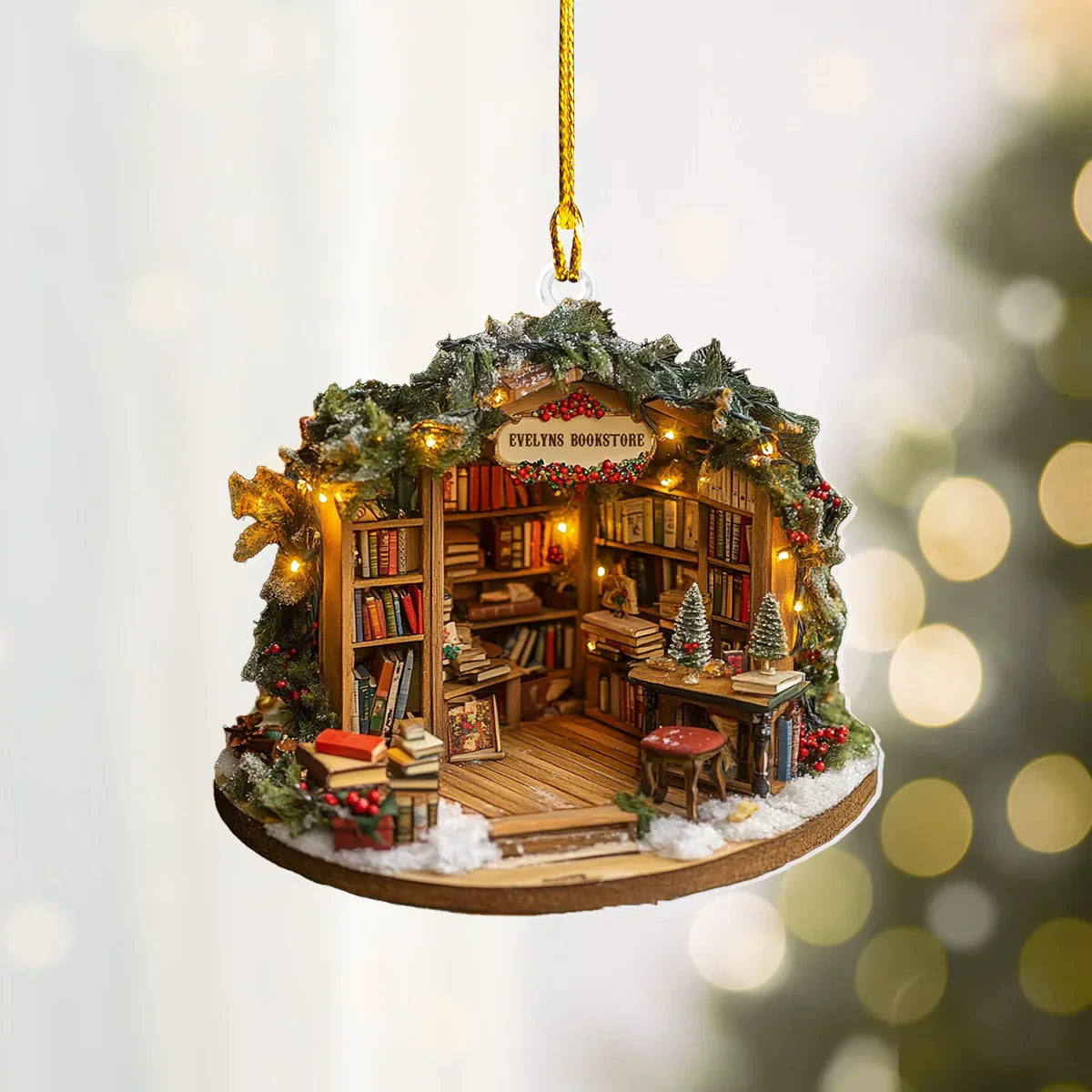 Shineful 2D Acrylic Personalized Ornament Mini Bookshop Wonderland