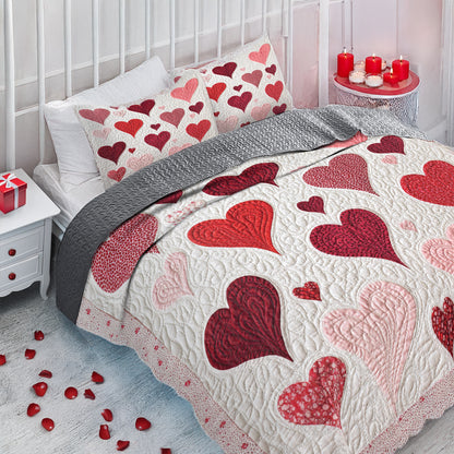 Shineful All Season Quilt 3-Piece Set - Romantic Heart