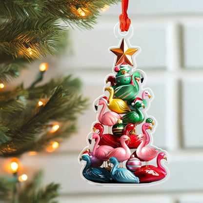 Shineful 2D Acrylic Ornament Flamingo Christmas Tree