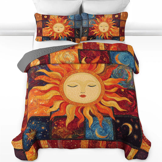 Ensemble de courtepointe toutes saisons Shineful 3 pièces Hippie Celestial Glow