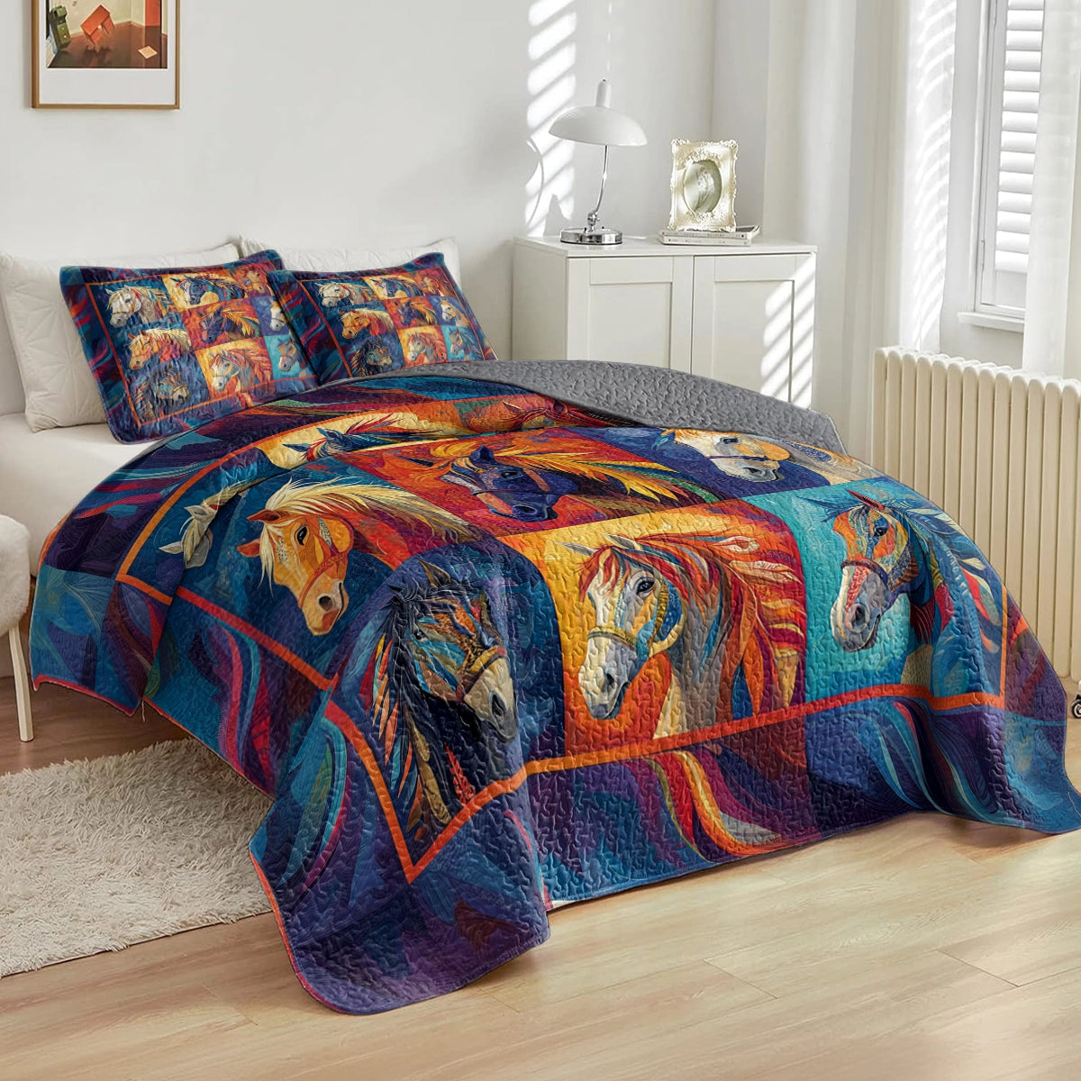 Shineful All Season Quilt 3-Piece Set - Majestic Horse Spirit