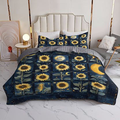 Shineful All Season Quilt 3-Piece Set Celestial Sunflower