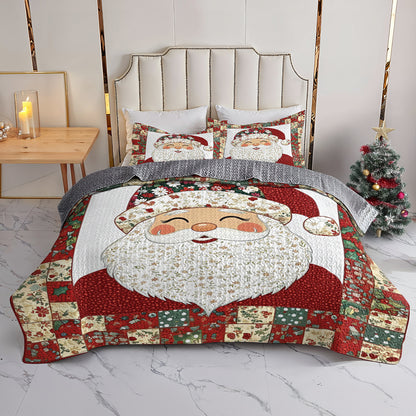 Shineful All Season Quilt 3-Piece Set Santa Claus Patchwork