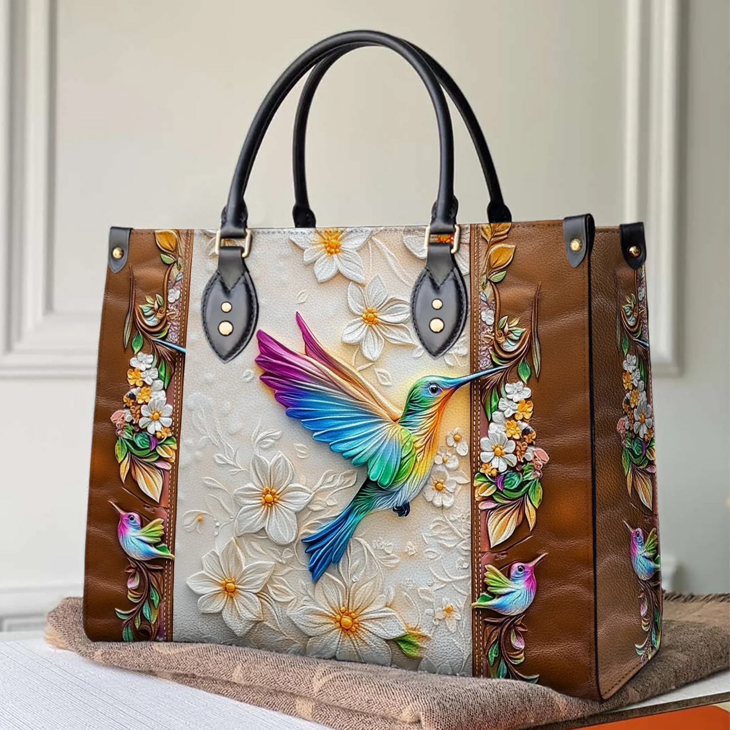 Shineful Leather Bag Fluttering Blooms