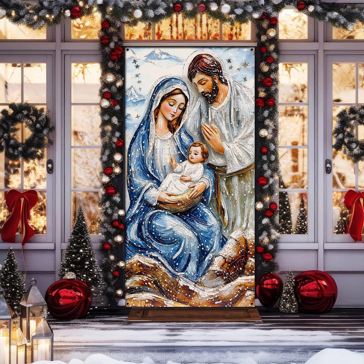 Shineful Door Cover Holy Family Nativity