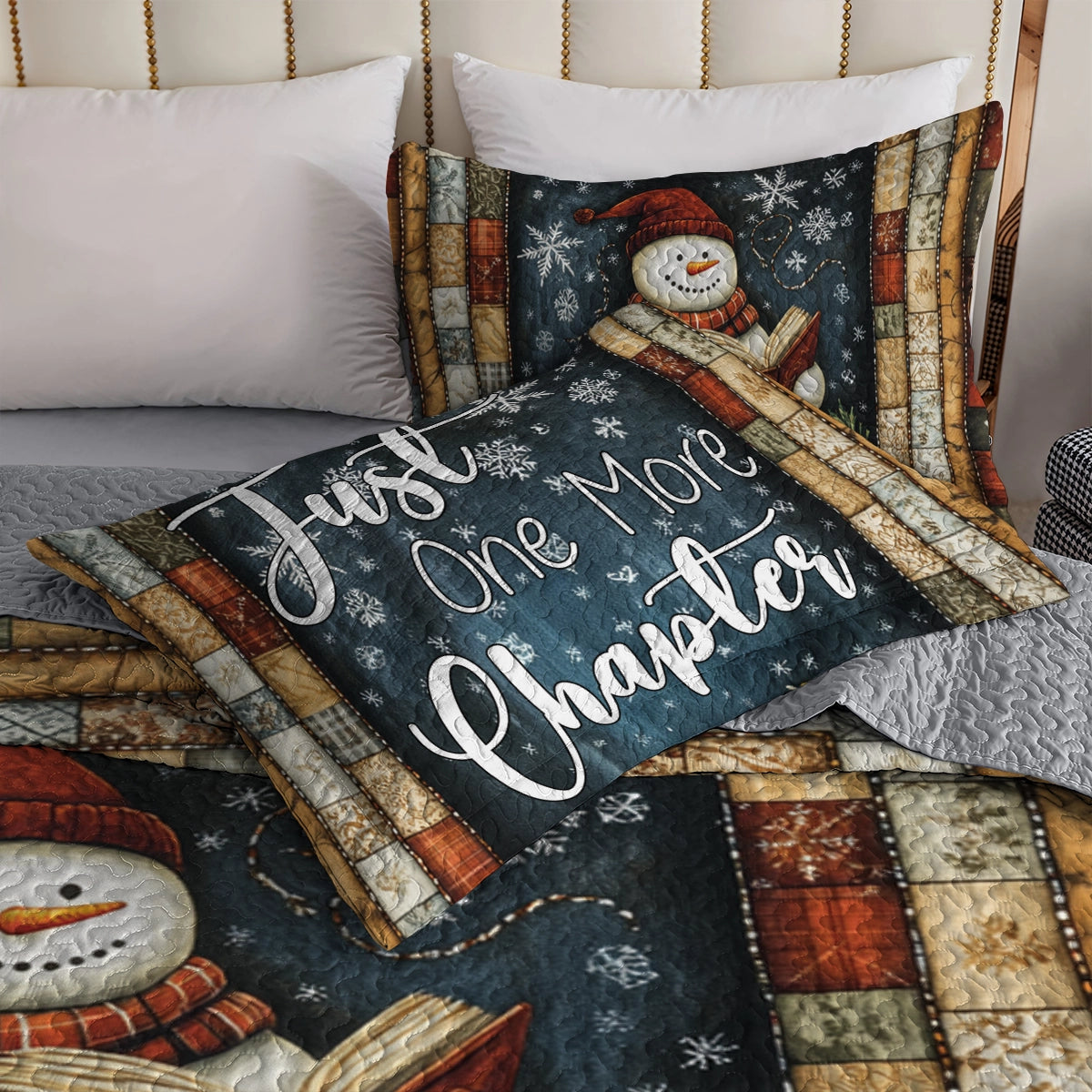 Ensemble de courtepointe toutes saisons Shineful 3 pièces Snowy Bookworm