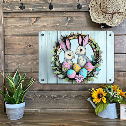 Shineful 2D Metal Sign Springtime Easter Bunnies