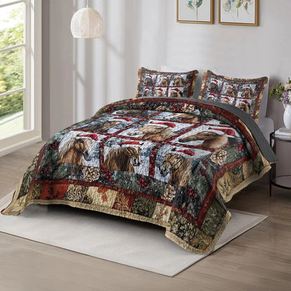 Shineful All Season Quilt 3-Piece Set - Equestrian Christmas