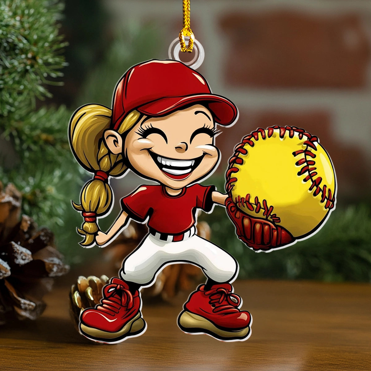 Shineful 2D Acrylic Ornament - Softball Superstar Spark