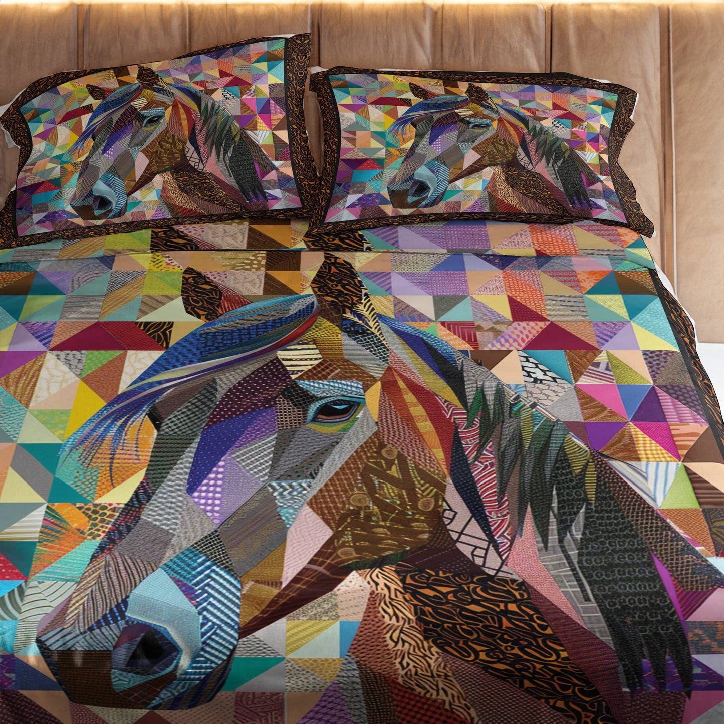 Shineful 4-Piece Bed Sheet Set Colorful Horse