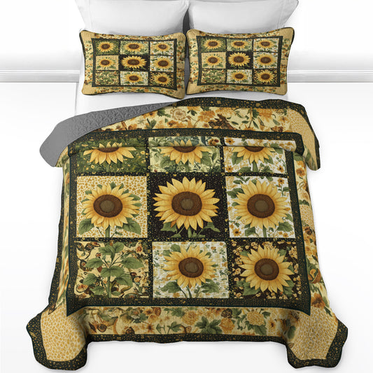 Shineful All Season Quilt 3-Piece Set Sunflower Patch