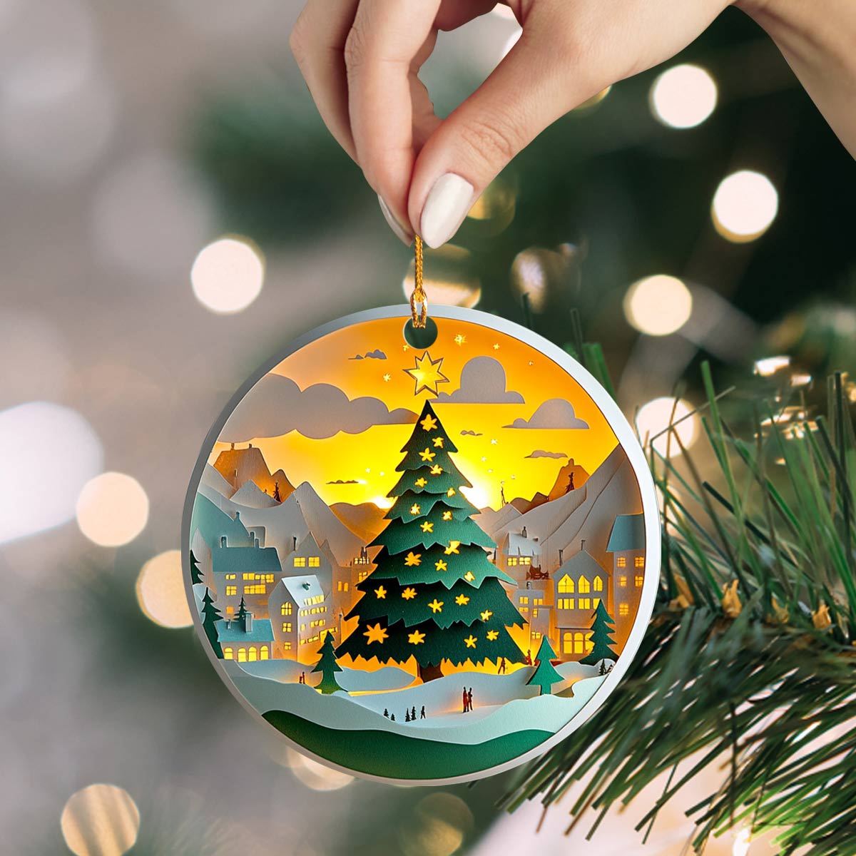 Shineful 2D Acrylic Ornament Festive Village