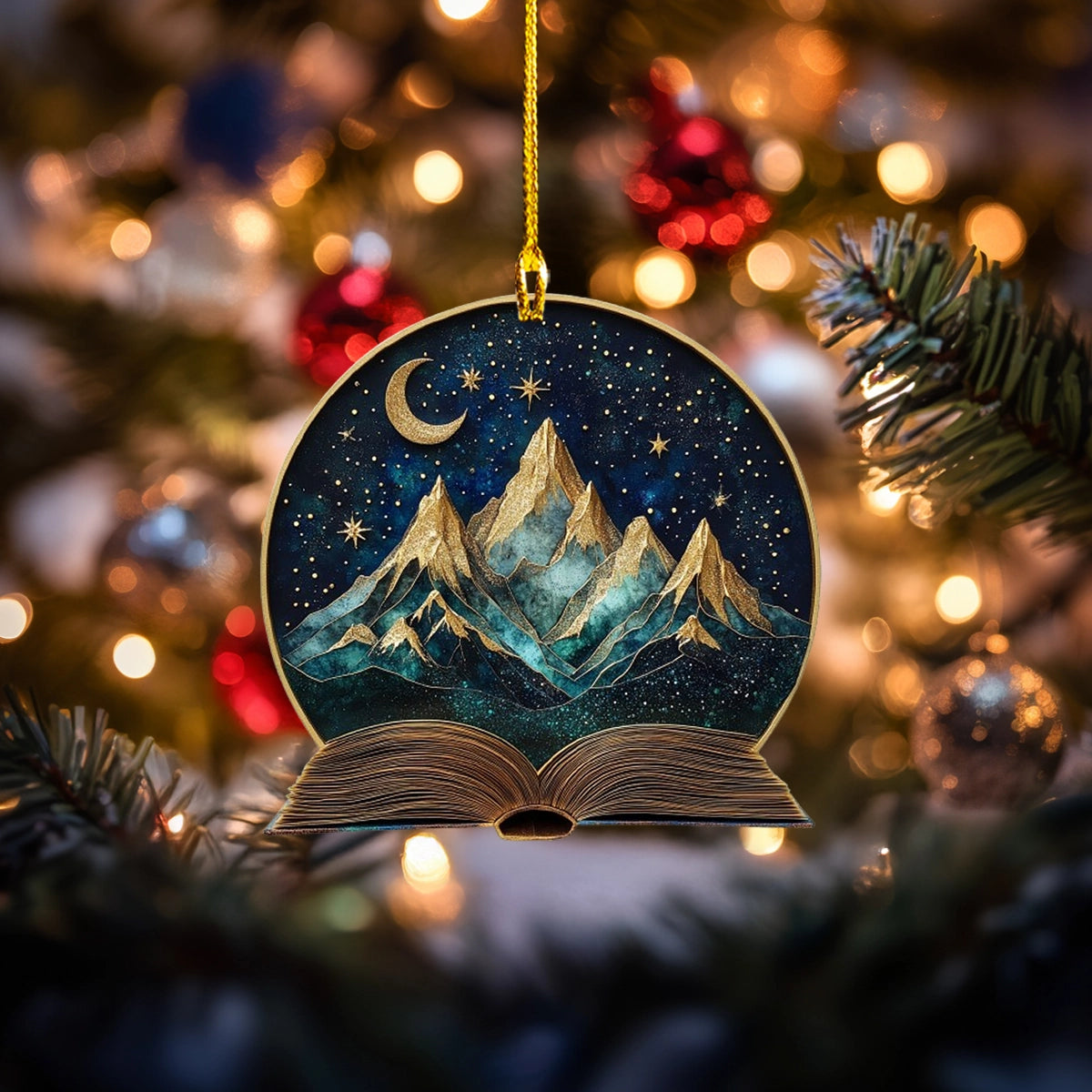 Glänzendes Acryl-Ornament „Storybook Peaks at Midnight“