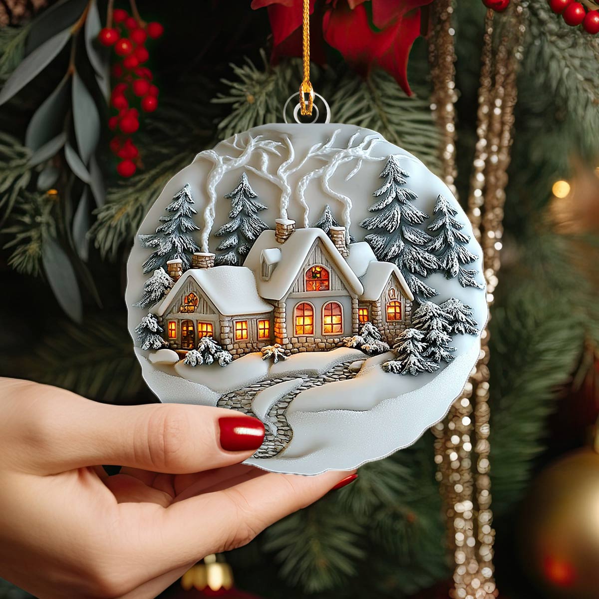 Shineful 2D Acrylic Ornament Winter Village