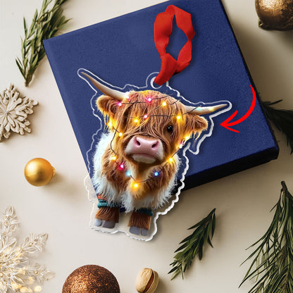 Shineful 2D Acrylic Ornament - Highland Cow Christmas