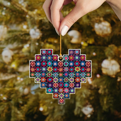 Shineful 2D Acrylic Ornament - Crochet Heart Harmony