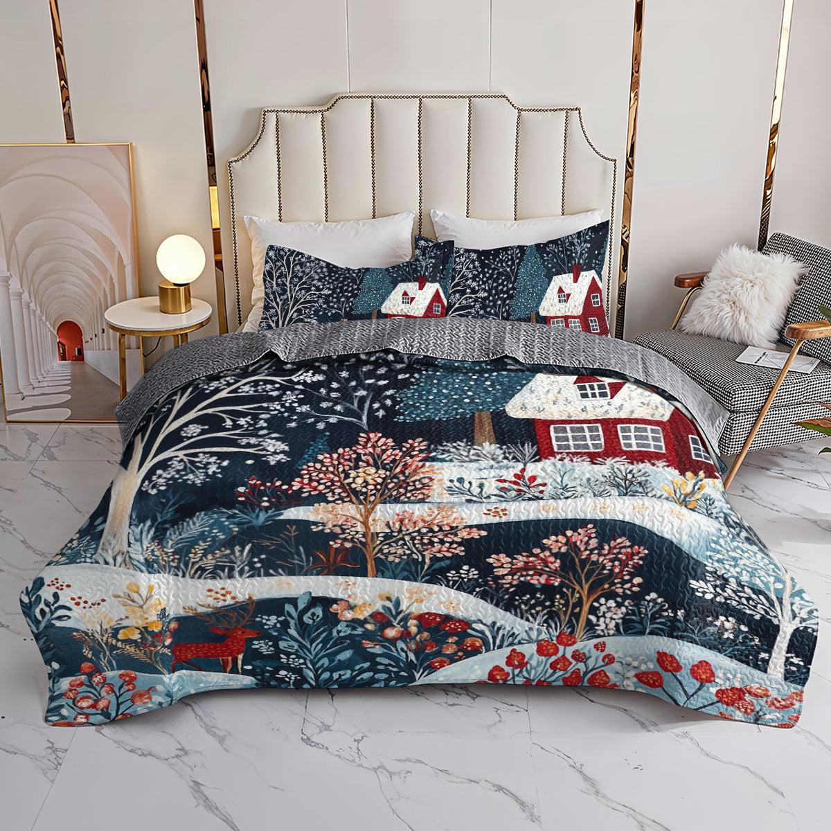 Shineful All Season Quilt 3-Piece Set - Winter Wonderland Forest