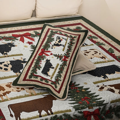 Shineful All Season Quilt 3-Piece Set Beautiful Christmas Cattle