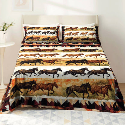 Shineful 4-Piece Bed Sheet Set Wild Horses