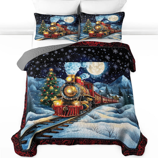 Shineful All Season Quilt 3-Piece Set Christmas Express Train