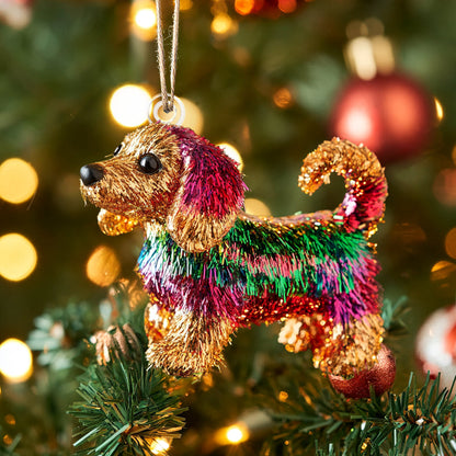 Shineful 2D Acrylic Ornament - Sparkling Dachshund Christmas