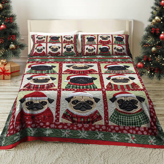 Shineful 4-Piece Bed Sheet Set Festive Pugs