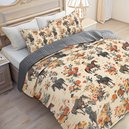 Shineful All Season Quilt 3-Piece Set Cowboy Ranch Blossoms