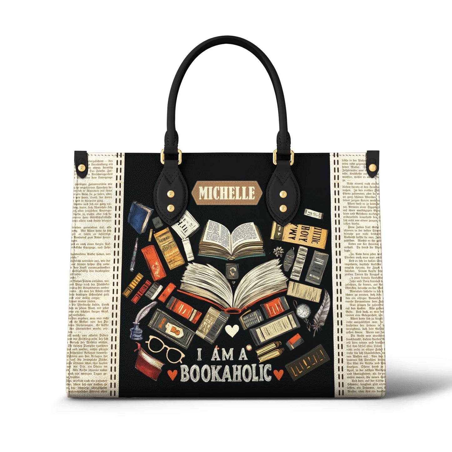 Glänzende Ledertasche Lesen Bookaholic