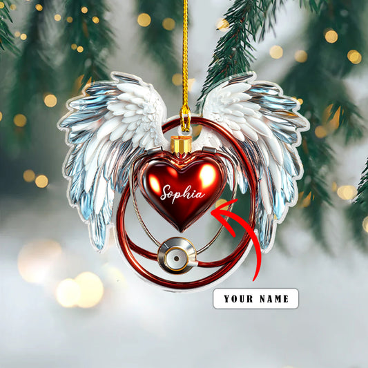 Shineful Personalized 2D Acrylic Ornament - Angel Heart Nurse