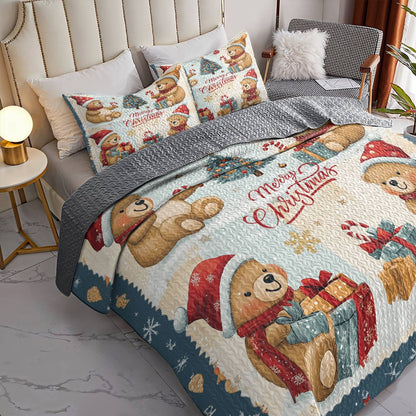 Shineful All Season Quilt 3-Piece Set - Merry Bear Christmas