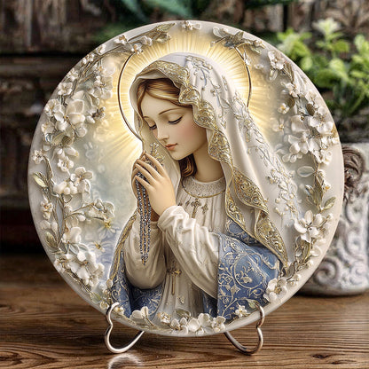 Shineful 2D Wooden Plaque, Hanging Decor, Door Sign - Blessed Virgin Mary Rosary