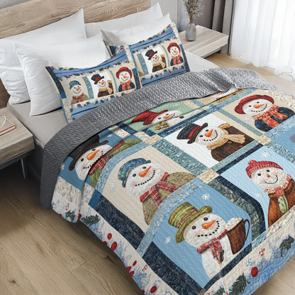 Shineful All Season Quilt 3-Piece Set - Winter Wonderland Snowman