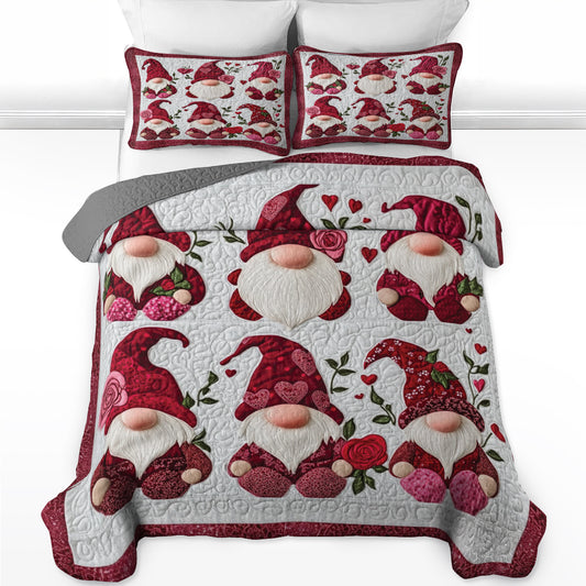 Ensemble de courtepointe toutes saisons Shineful Flat Print 3 pièces - Gnome romantique