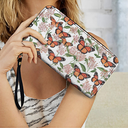 Pochette en cuir brillant avec dragonne Nature Grace