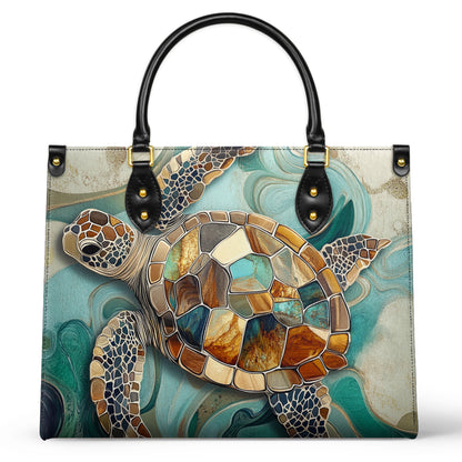 Glänzende Ledertasche Earthy Sea Turtle