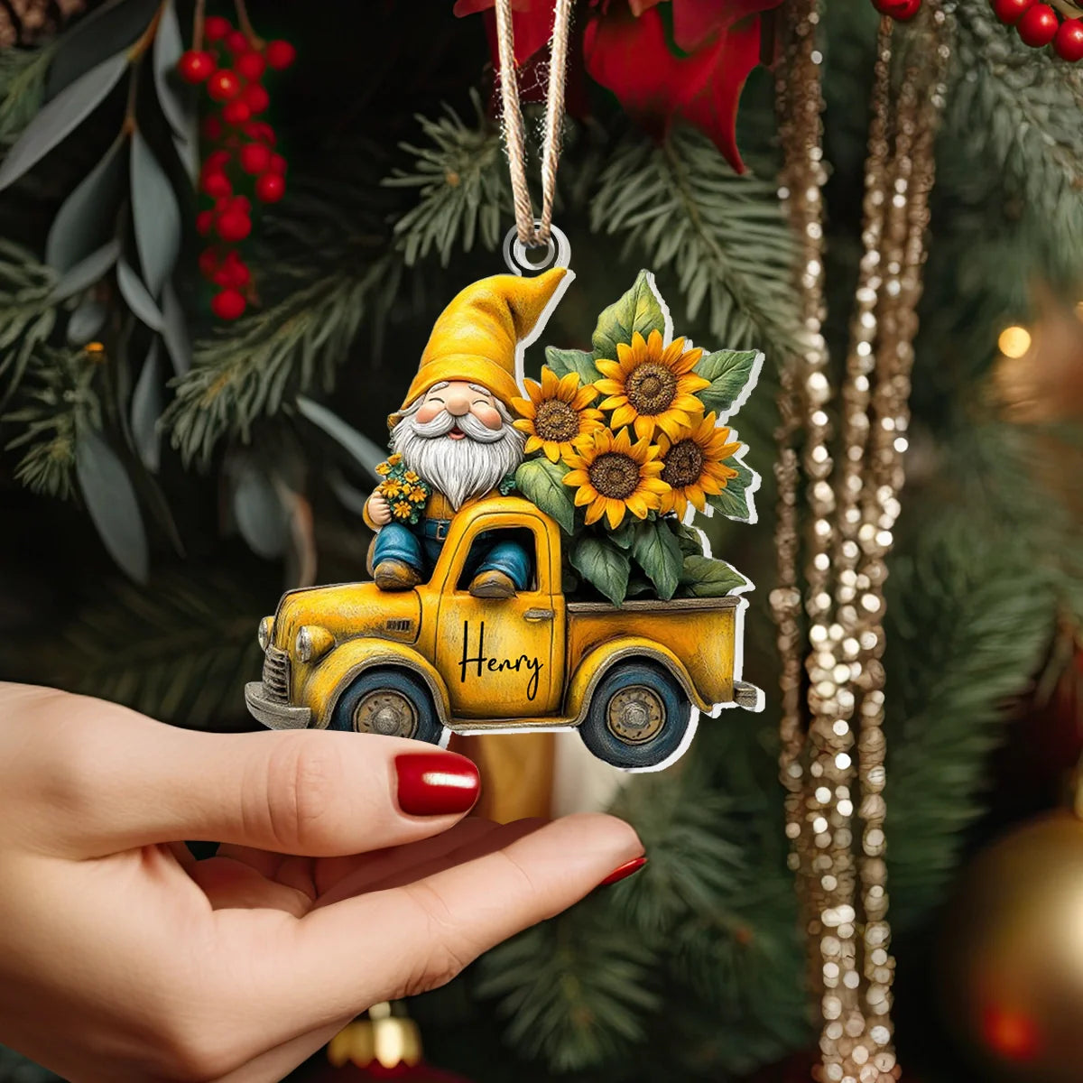 Shineful Acrylic Ornament Personalized Gnome Sunflower Truck